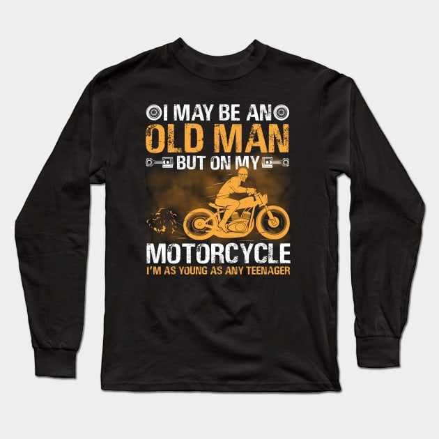 Old man motorcycle Long Sleeve T-Shirt by Steven Hignell